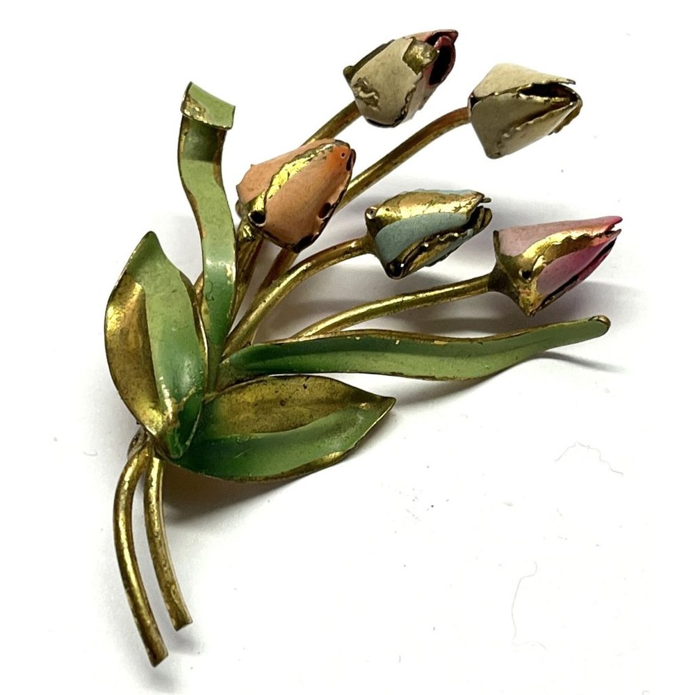 Vintage Made in Austria Flower Brooch Pin